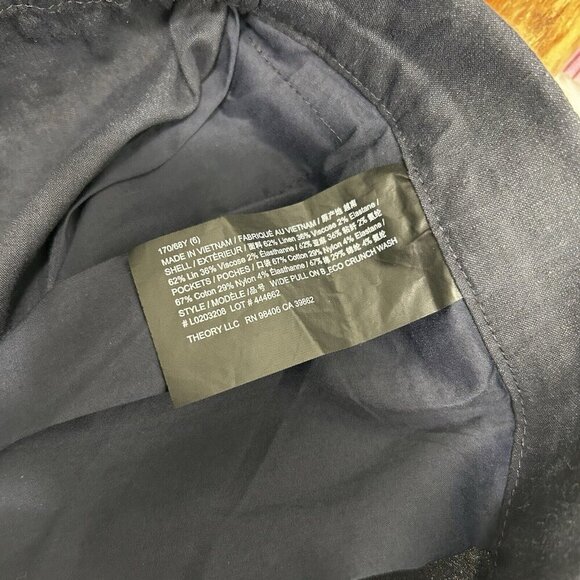 Theory Women’s Black High Slit Wide Leg Pants Linen Blend High Waist Pockets 6 - Picture 11 of 12